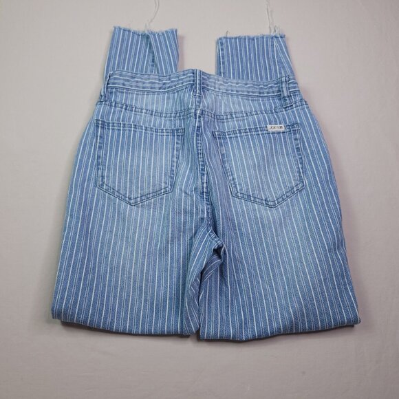 Joes Jeans Womens High-Rise Skinny 27 Distressed Hem Striped Blue Stretch - Picture 8 of 8